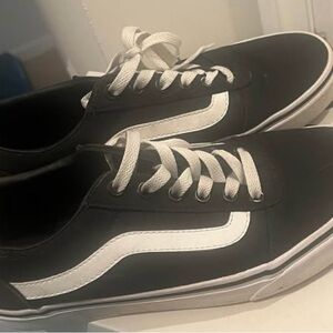 Vans Black and White Low-Top Skate Shoes